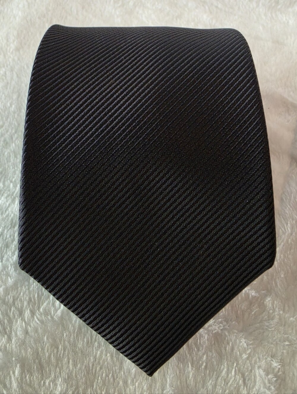 Geoffrey Beene Solid Black Diagonal Ribbed Tie